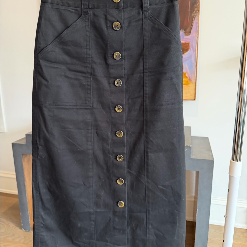 La Ligne Black Button-Front Pencil Skirt